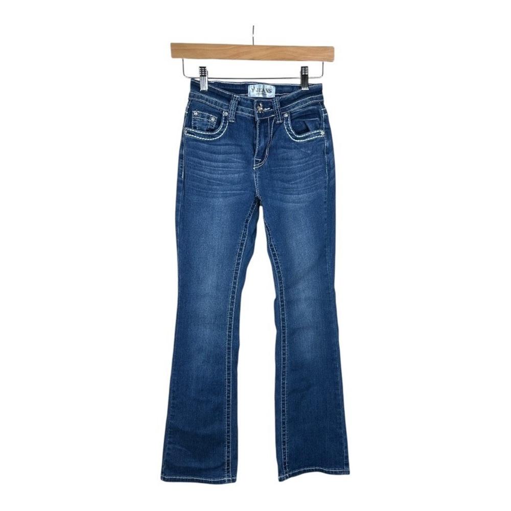 Y Jeans Los Angeles Womens Size‎ 1/2 Boot Cut Embroidered Rhinestone Y2K